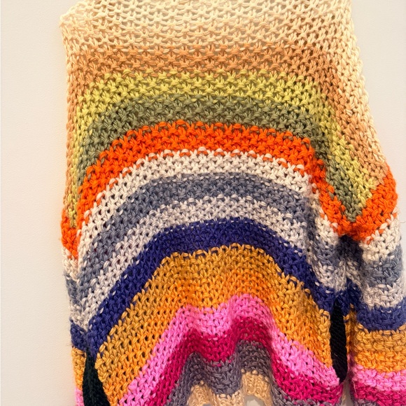 Chunky Multicolor Striped Crochet Cardigan Sweater - Picture 7 of 7